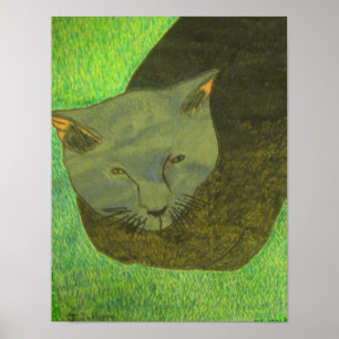 Irina The Cat On The Grass By Julia Hanna Poster