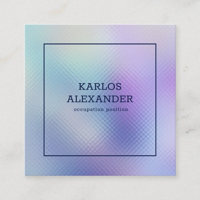 Irindecent shimmering purple and blue background square business card (Front)
