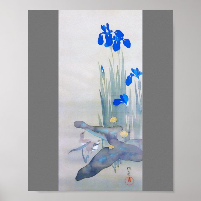 Iris and Bird, Watanabe Seitei Poster (Front)