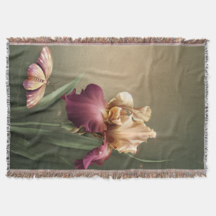 Iris and Butterfly Throw Blanket