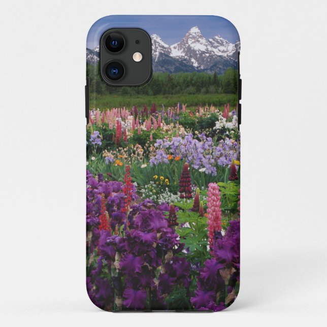 Iris and Lupine garden and Teton Range, Case-Mate iPhone Case (Back)