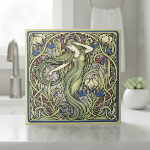 Iris and Muse Art Nouveau Pat#5 ID1193 Ceramic Tile