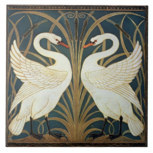 Iris And Rush Swans Walter Crane Swans Ceramic Tile