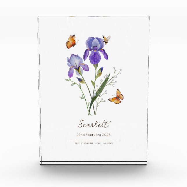 Iris Birth Month Flower Photo Block (Front)