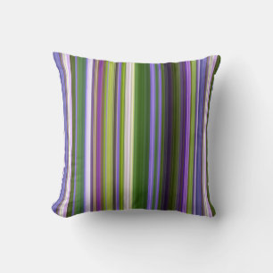 Iris Blossoms Purple and Green Stripe Cushion