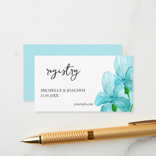 Iris Blue Watercolor Art Enclosure Card (Front/Back In Situ)