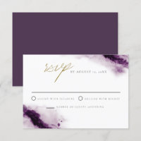 IRIS | Boho Plum Purple Gold Splash RSVP Card