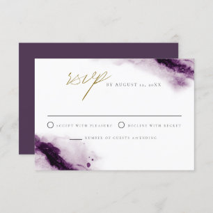 IRIS   Boho Plum Purple Gold Splash RSVP Card