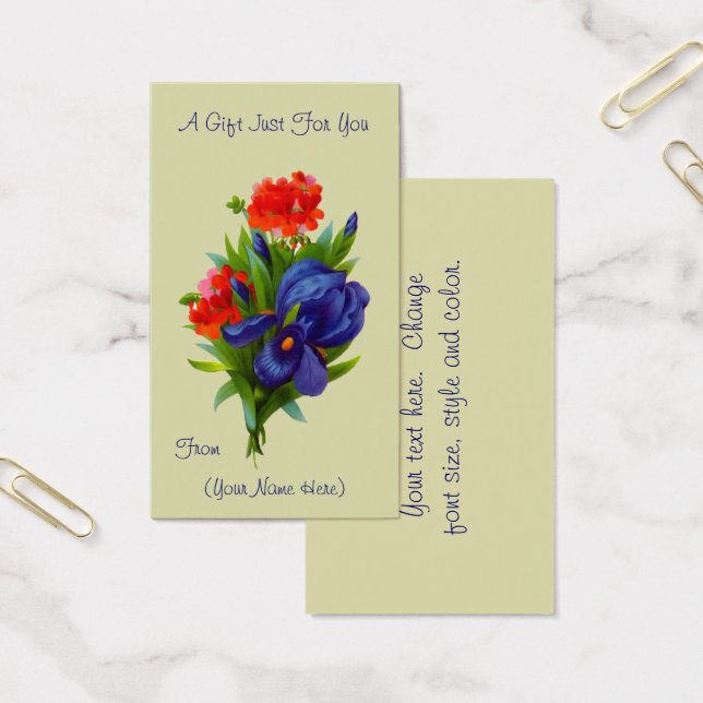 Iris Bouquet Flower Personalised Gift Card  (Office)