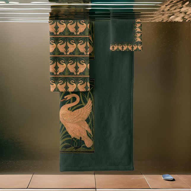  Iris Crane Green Gold Bath Towel Set (Creator Uploaded)