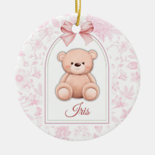 Iris   Custom Pink Teddy Bear Nursery Design  Ceramic Ornament