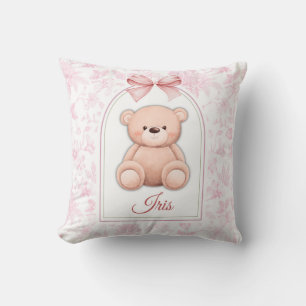 Iris   Custom Pink Teddy Bear Nursery Design  Cushion
