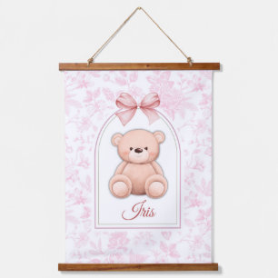Iris   Custom Pink Teddy Bear Nursery Design  Hanging Tapestry