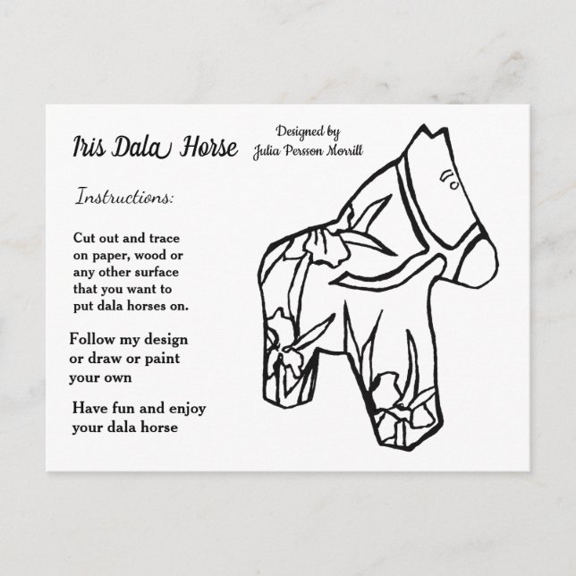 Iris Dala Horse #3  Pattern to Share Holiday Postcard (Front)