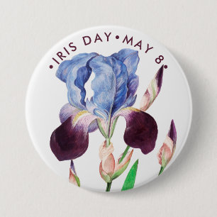 Iris Day, vintage purple iris 7.5 Cm Round Badge