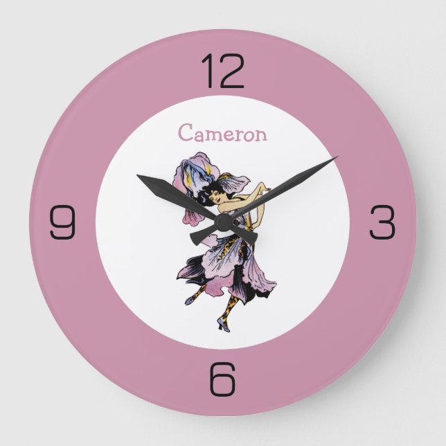 Iris - Fleur-de-Lis Whimsical Flower Party Supply Large Clock (Front)