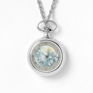 Iris Floral Moon Necklace Watch