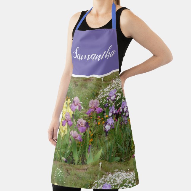 Iris Floral Shabby Chic Purple Floral Pattern Apron (Insitu)