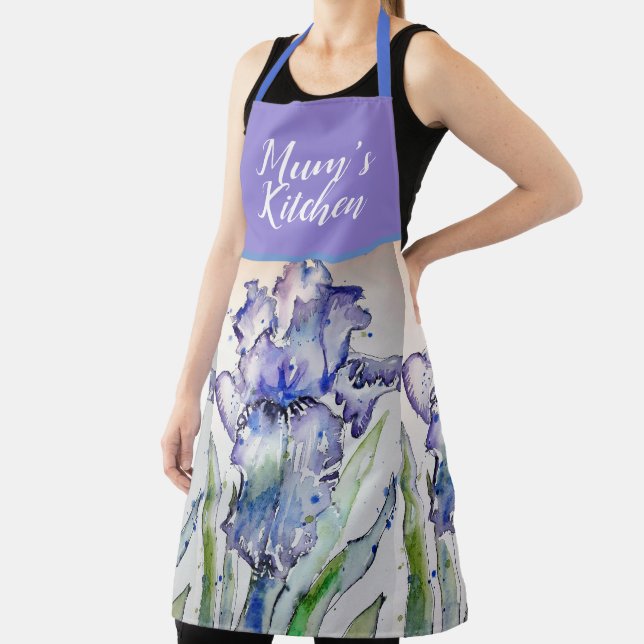 Iris Floral Shabby Chic Purple Lavender Mum Apron (Insitu)