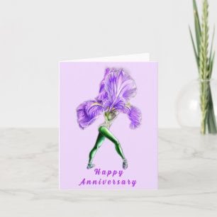 Iris Flower Ballet Dancer Anniversary Card