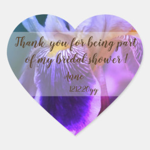 Iris Flower  Bridal Shower Heart Stickers