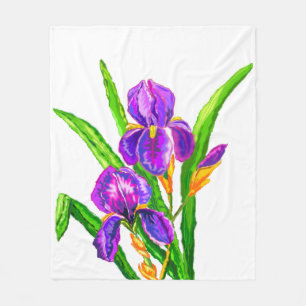 Iris Flower Fleece Blanket Irises Custom Colours