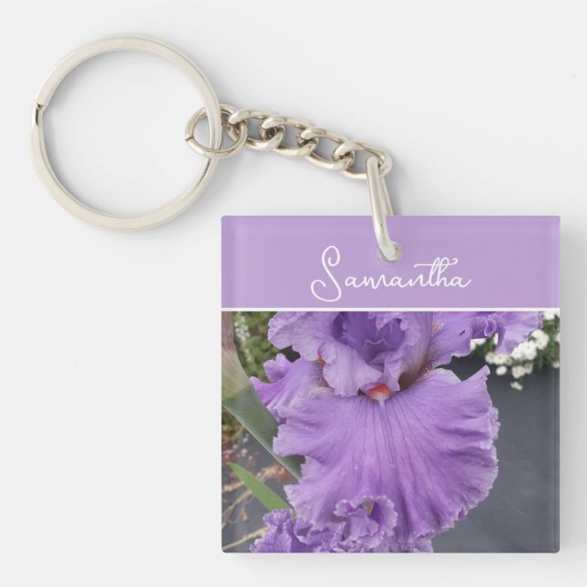 Iris Flower Flowers Purple Lavender Lilac Apron Key Ring (Front)