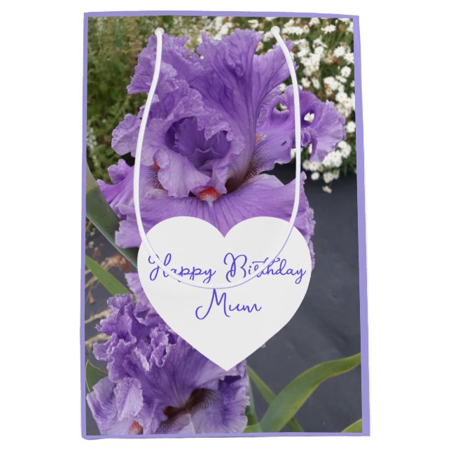 Iris Flower Flowers Purple Lavender Lilac Floral Medium Gift Bag (Front)
