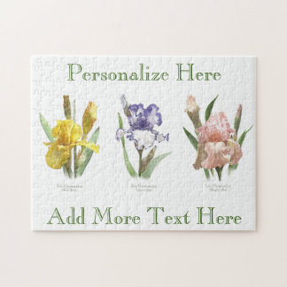 Iris Flower Garden Botanical Art Jigsaw Puzzle