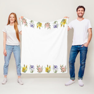 Iris Flower Garden Fleece Blanket