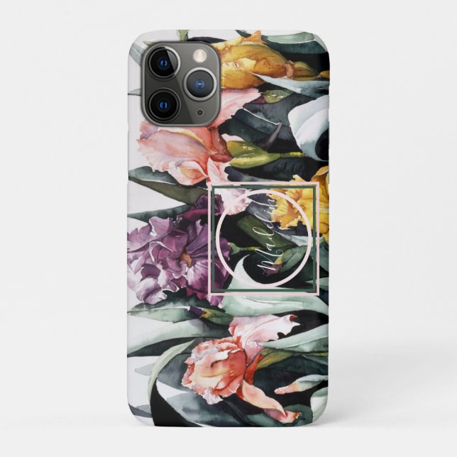 Iris Flower Garden Watercolor  Personalise Case-Mate iPhone Case (Back)
