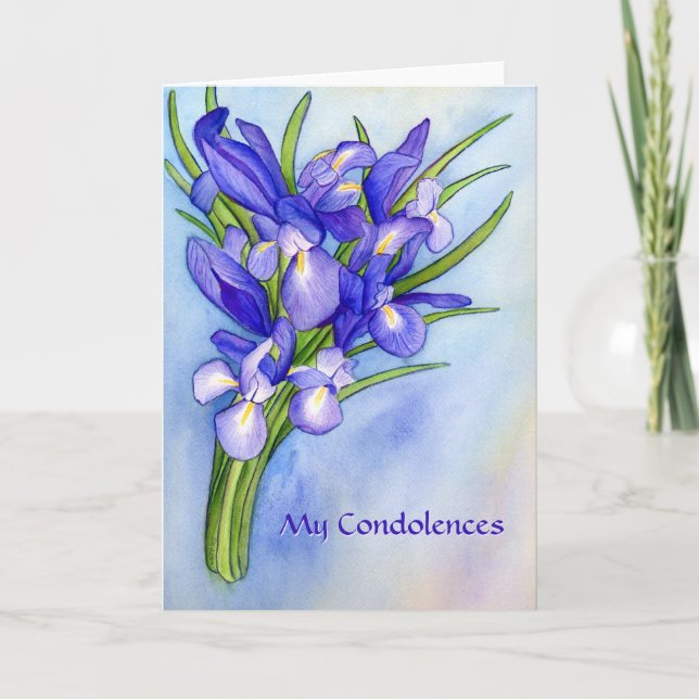 Iris Flower My Condolences Custom Greeting Card (Front)
