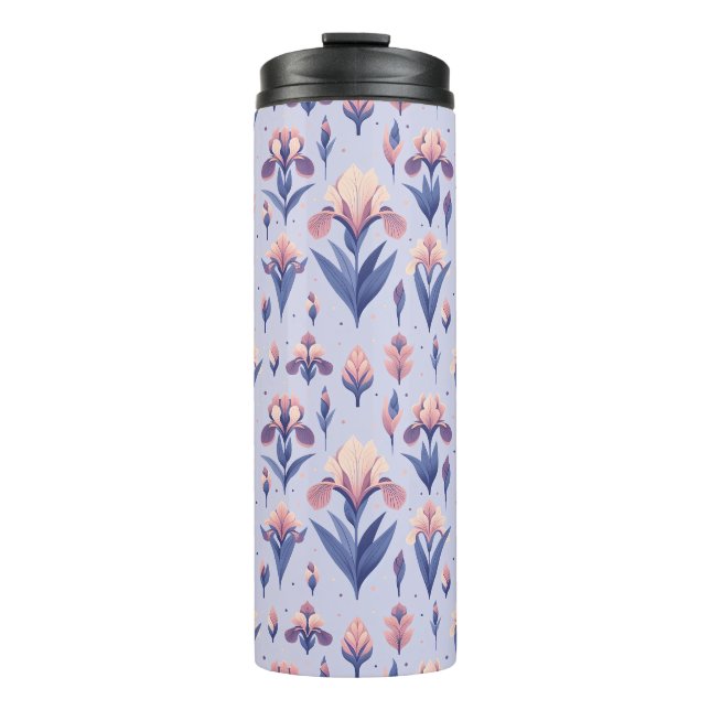 Iris Flower Pattern Thermal Tumbler (Front)
