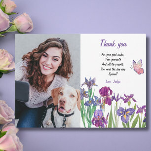 Iris flower Photo Birthday Thank You Card