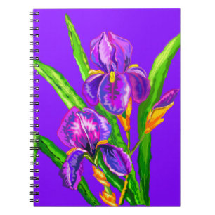 Iris Flower - Purple - Add Your Photo /Text / Name Notebook