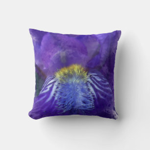 Iris Flower Purple Watercolor Cushion