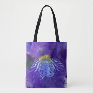 Iris Flower Purple Watercolor Tote Bag