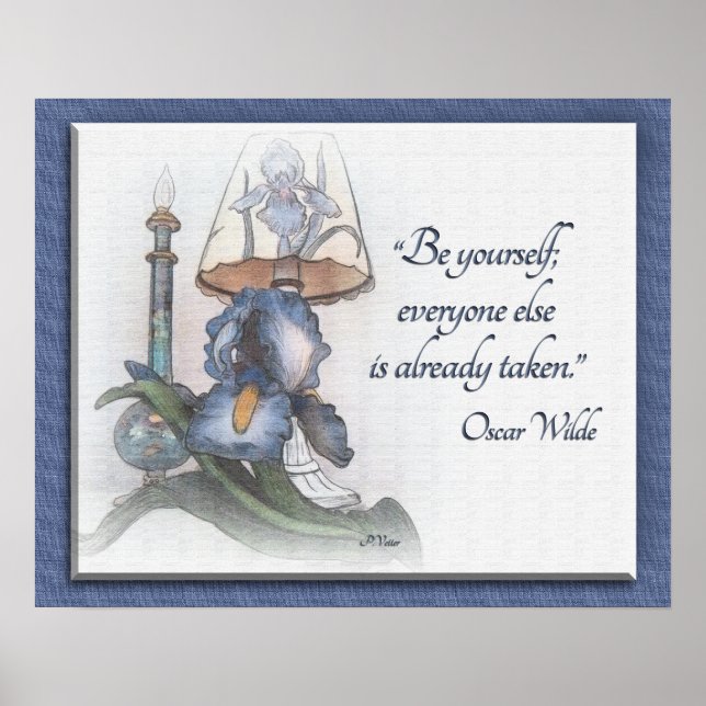 Iris flower sketch encouragement "Be Yourself" Poster (Front)