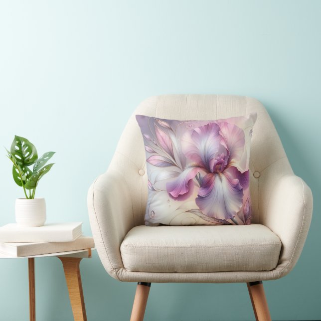 Iris Flower With Gold Etch Cushion (Chair)
