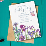 Iris flowers 16th Birthday Party  Invitation<br><div class="desc">Iris flowers Birthday Party Invitation with blue text and  watercolour best for young girls' birthday parties.</div>