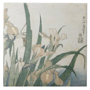 Iris Flowers and Grasshopper, c.1830-31 Ceramic Tile
