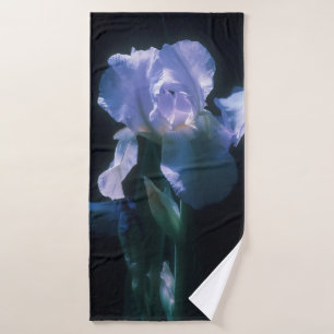 Iris Flowers at Twilight Beach Towel