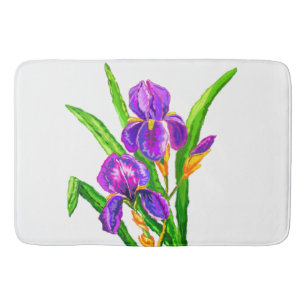 Iris Flowers Bath Mat Irises - Customisable