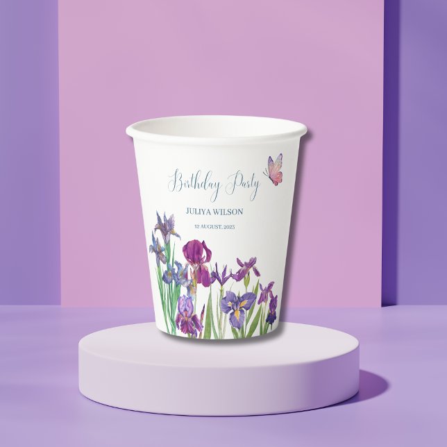 Iris flowers Birthday Party  Paper Cups (Creator Uploaded)