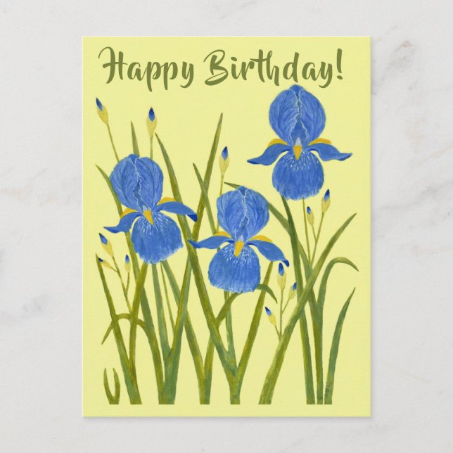 Iris Flowers Birthday Postcard (Front)