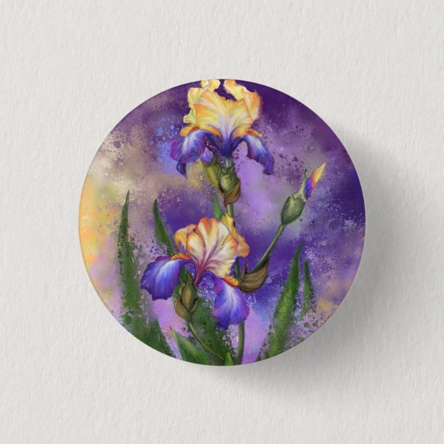 Iris Flowers Button Beautiful Irises (Front)