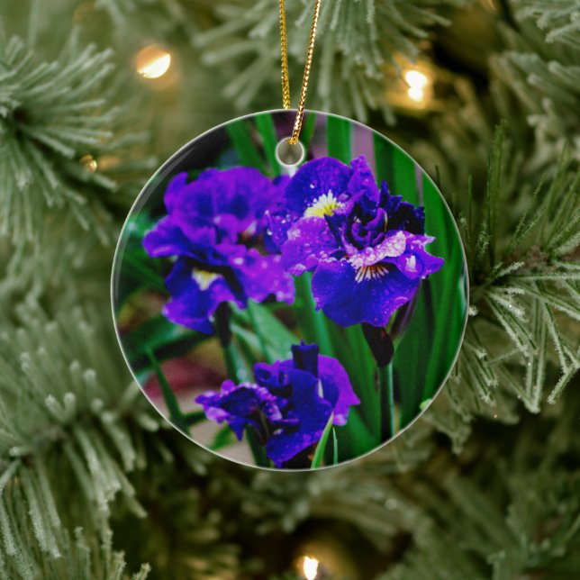 Iris Flowers Ceramic Ornament (Tree)