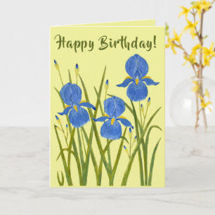 Iris Flowers Folded Birthday Card