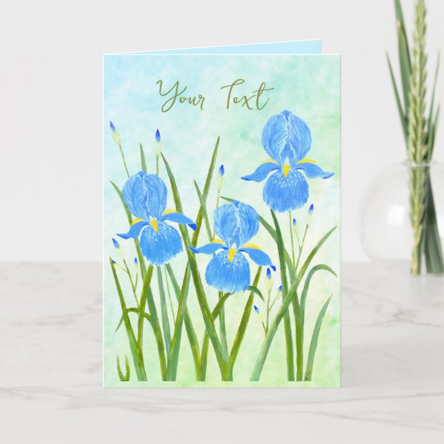 Iris Flowers Folded Greeting Card (Front)