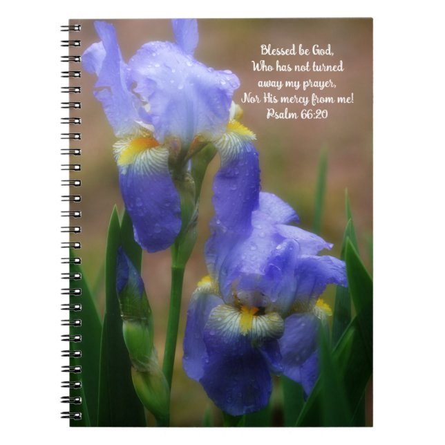 Iris Flowers in Rain Bible Verse Prayer Journal (Front)